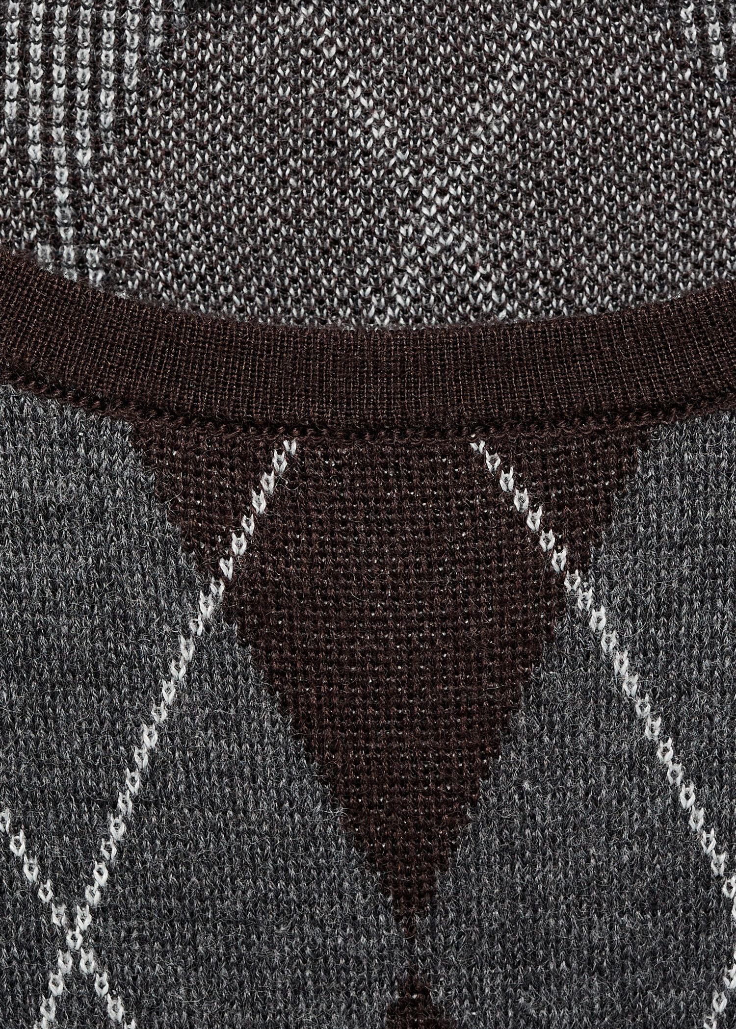 Short-sleeve argyle jumper