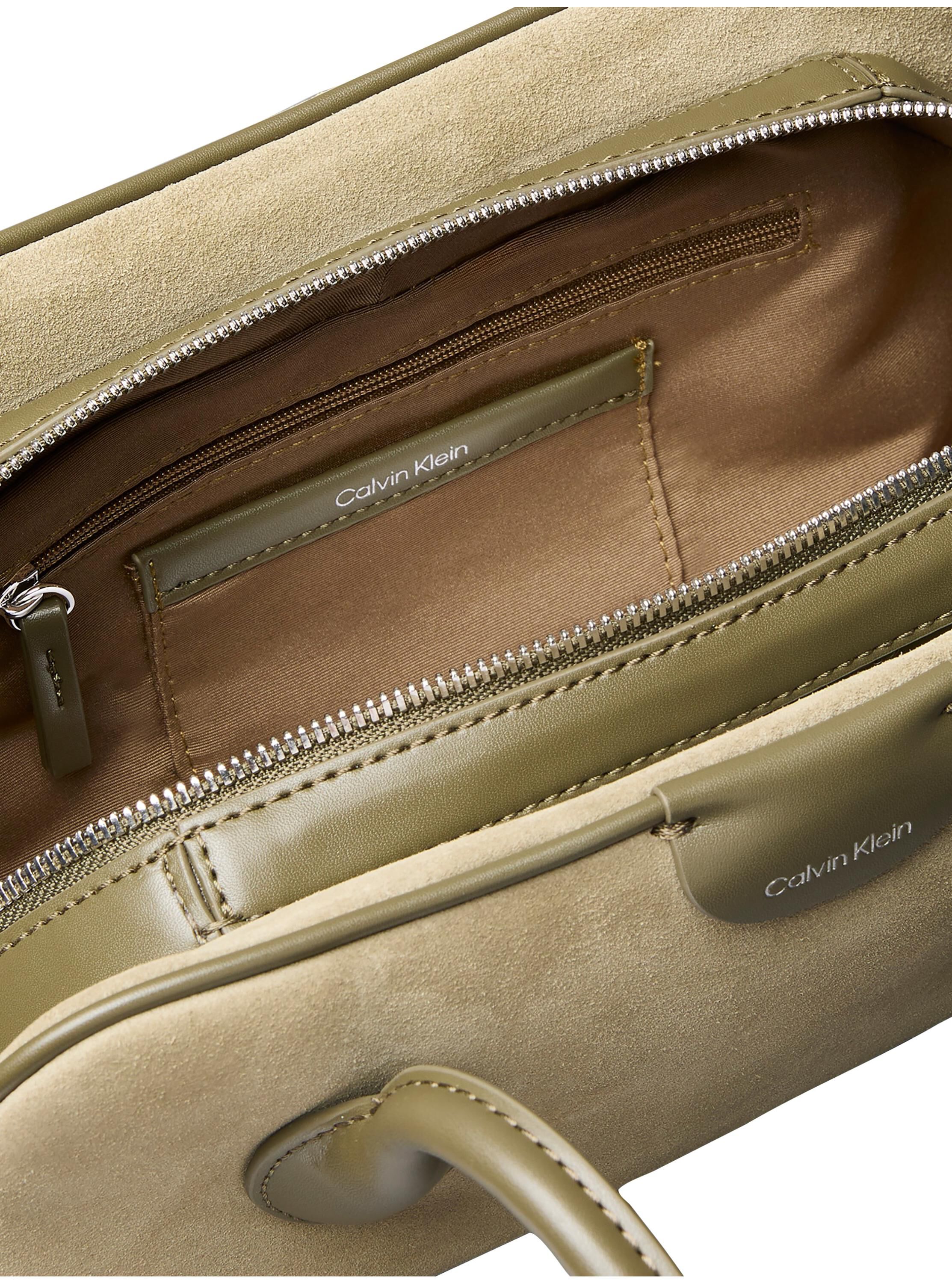 Suede Emblem Logo Shoulder Bag
