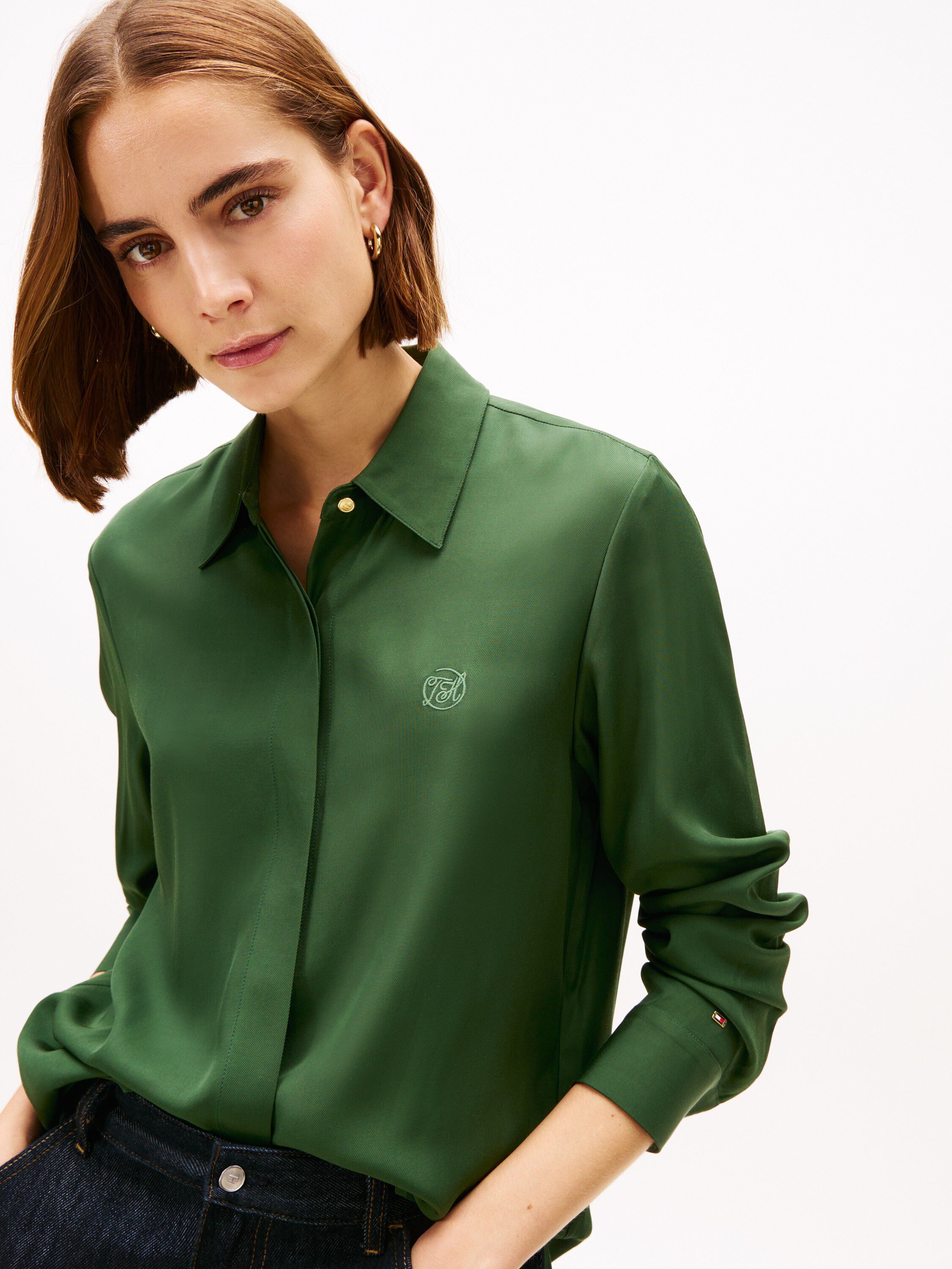 Regular Fit Concealed Placket Twill Shirt