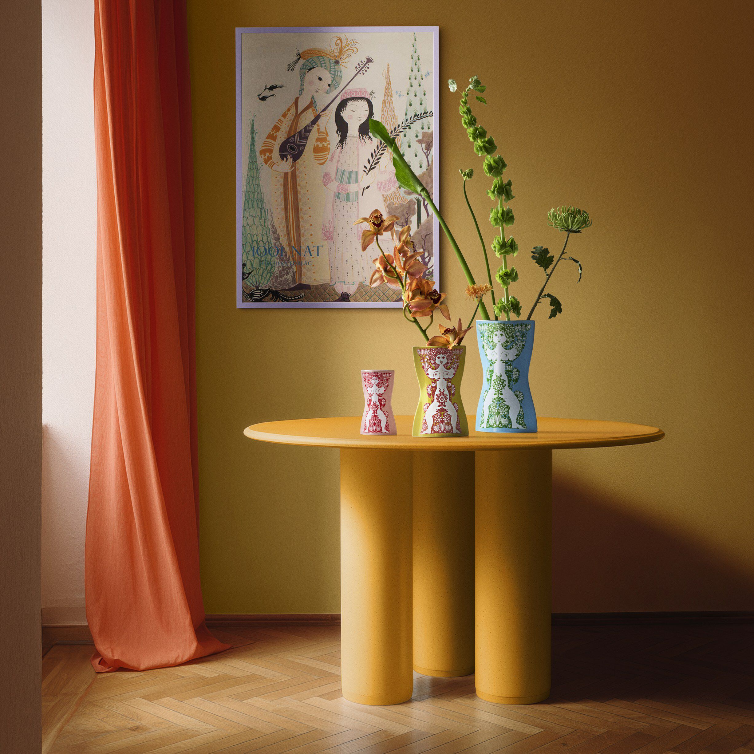 Nina Vase H28. 5 cm lys bl&aring;/gr&oslash;n