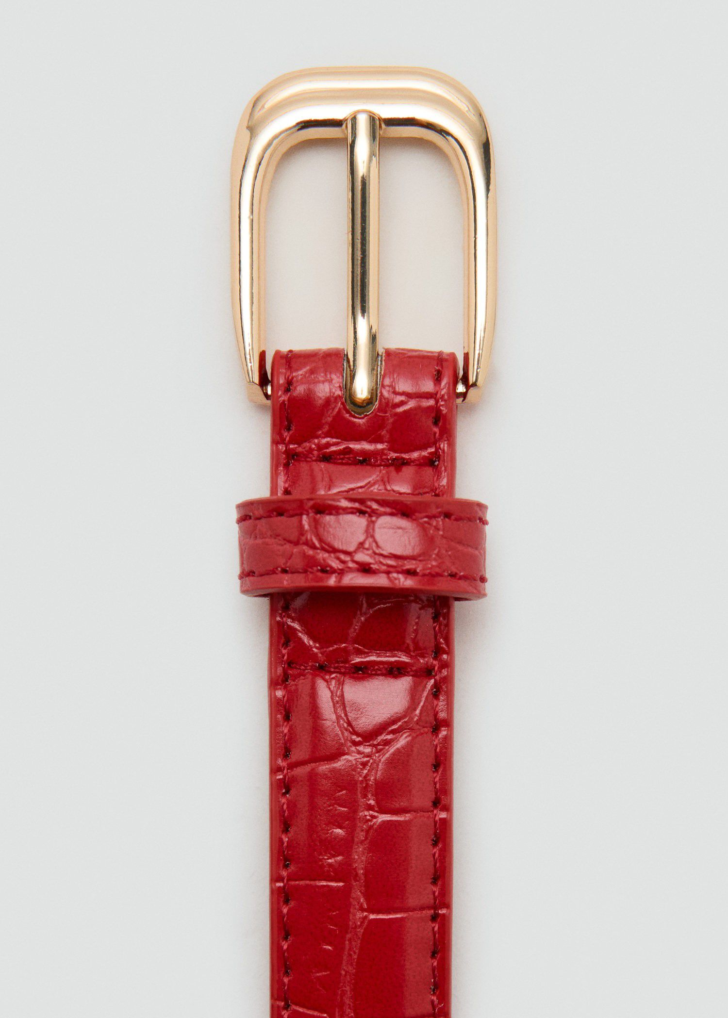 Thin faux crocodile leather belt