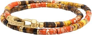 Orange Jasper & Tiger Eye Heishi Wrap Bracelet