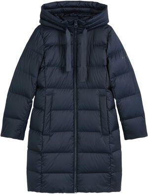 Coat, down filled, with hood, welt