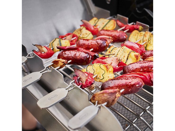 Grillspyd m. stativ 6 stk. 18/10 stål