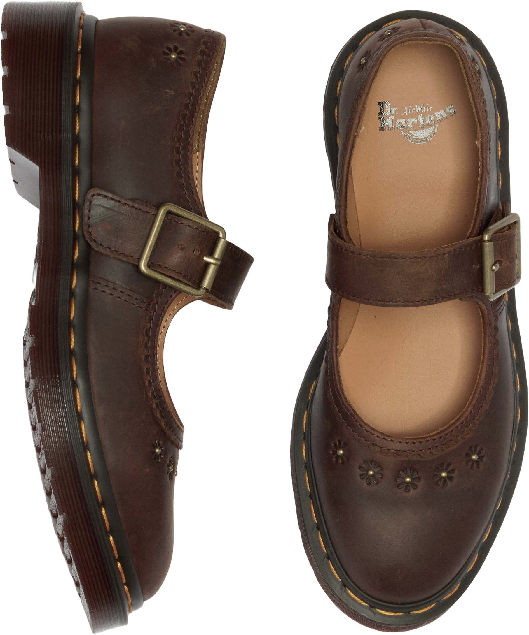 Mary Jane Flower Dark Brown Crazy Horse