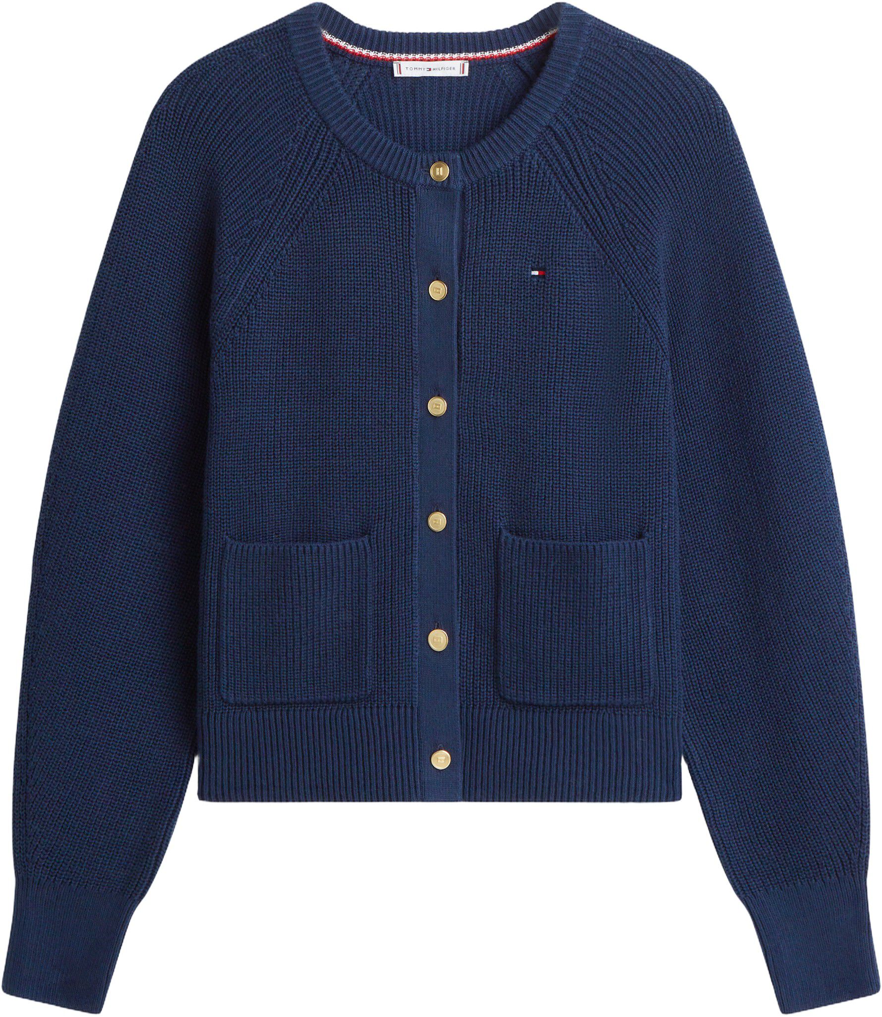 Gold-Tone Button Relaxed Cardigan