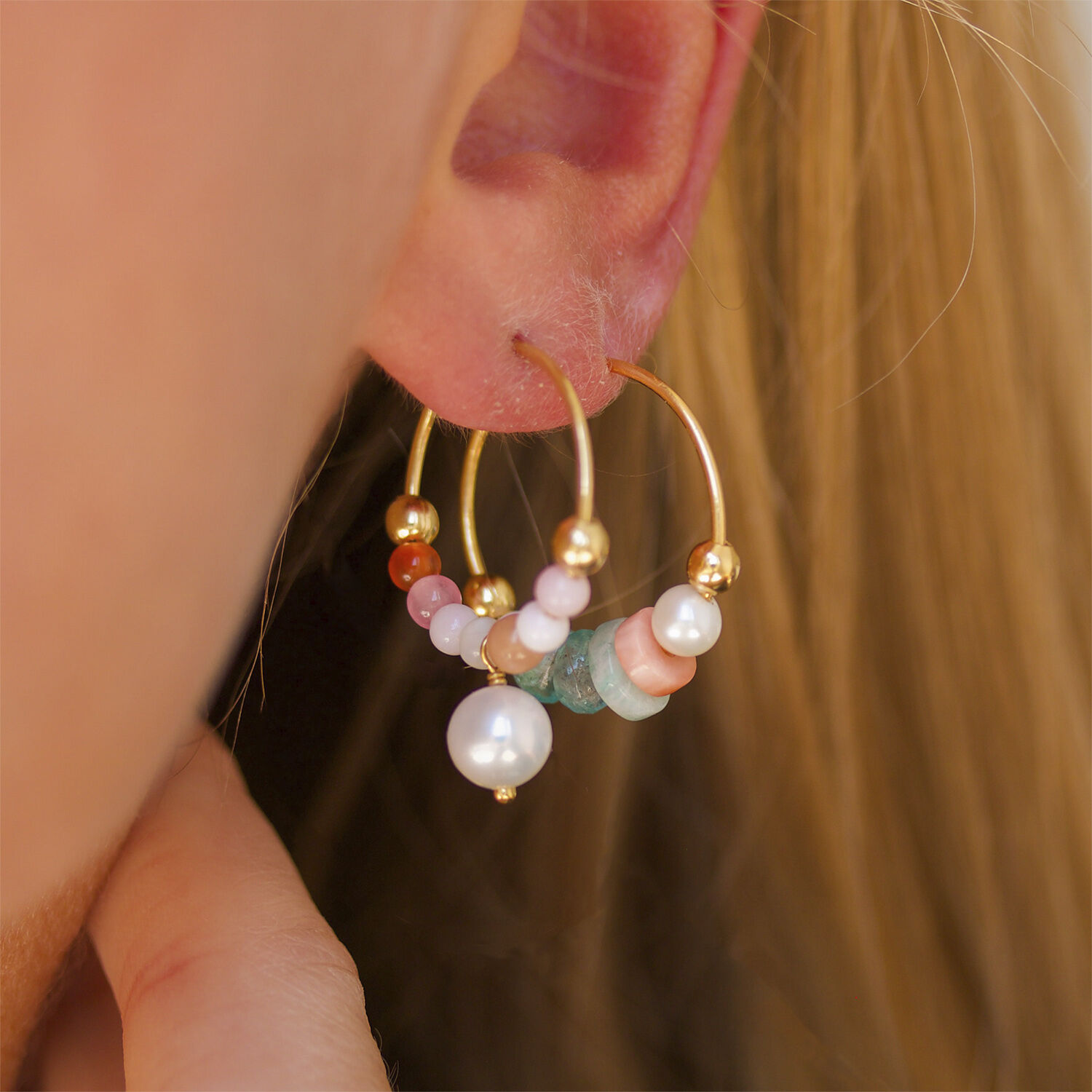 Love hoop Pearl earring