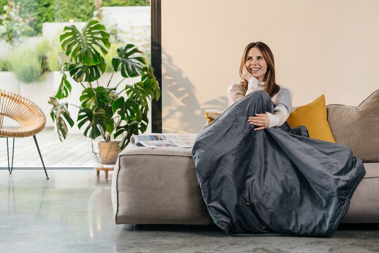 Varmeplaid i hvid 150 cm x 130 cm PR-HD01R