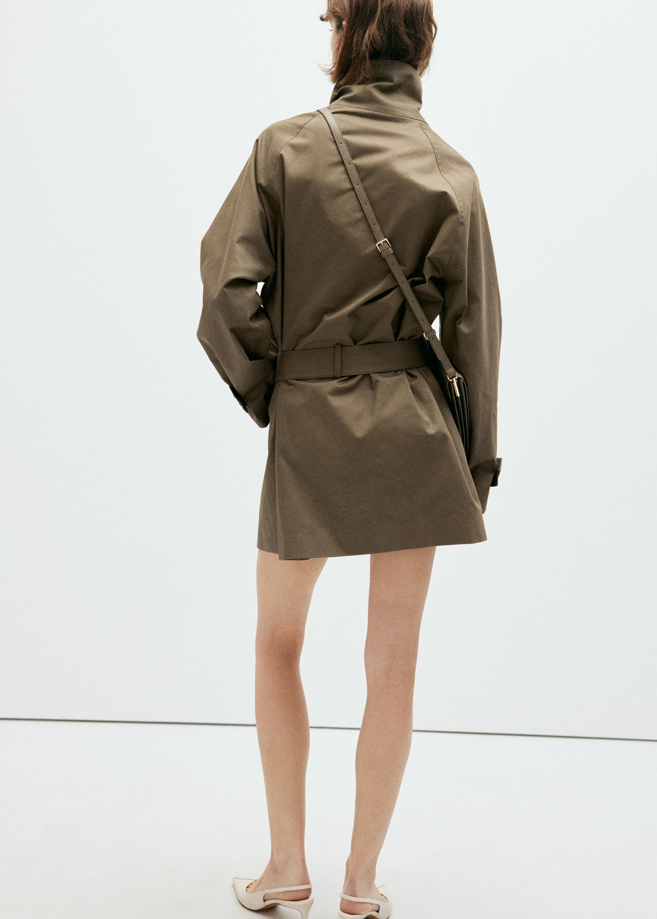 Midi trench coat with belt