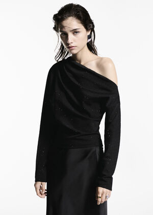 Asymmetrical sequined blouse