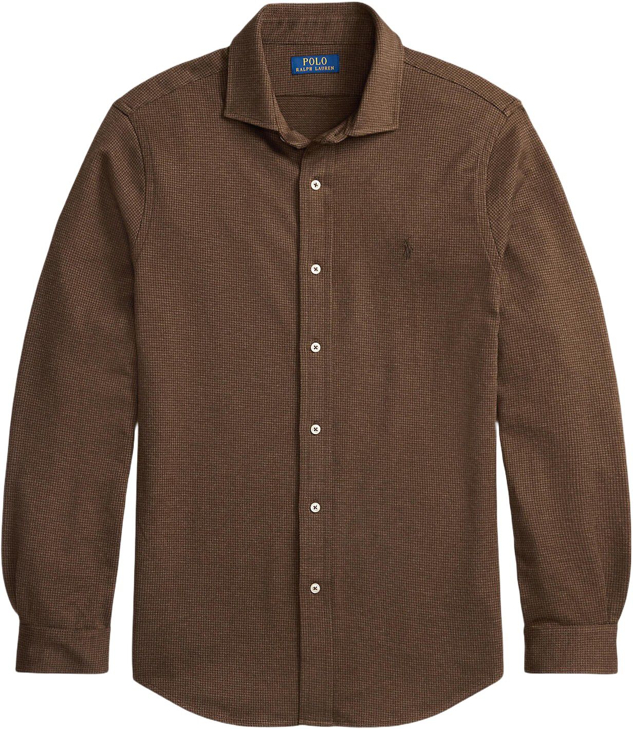 Houndstooth Jersey Spread-Collar Shirt