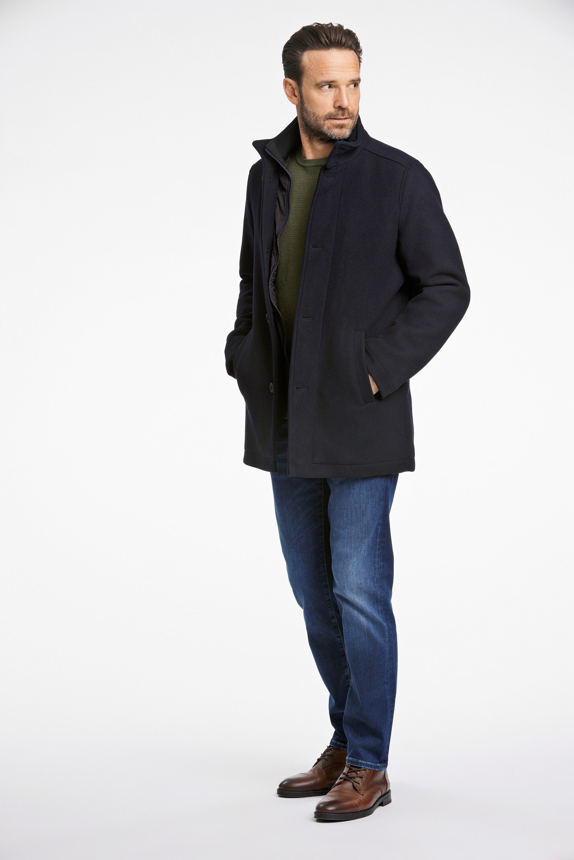 Relaxed-fit wool car coat