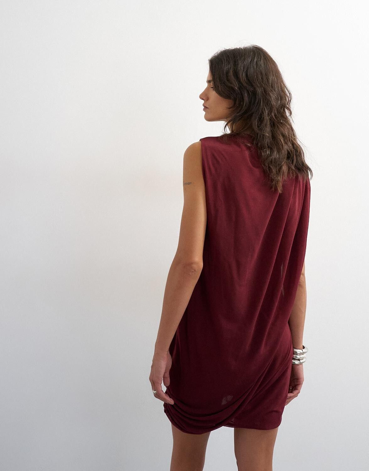 Tsolena Sl Mesh Draped Mini Dress Jrs