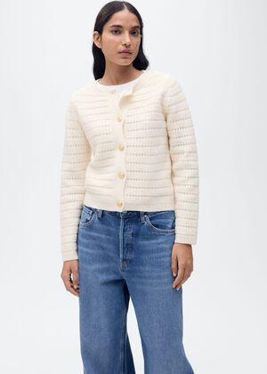 Knitted jacket with openwork detail