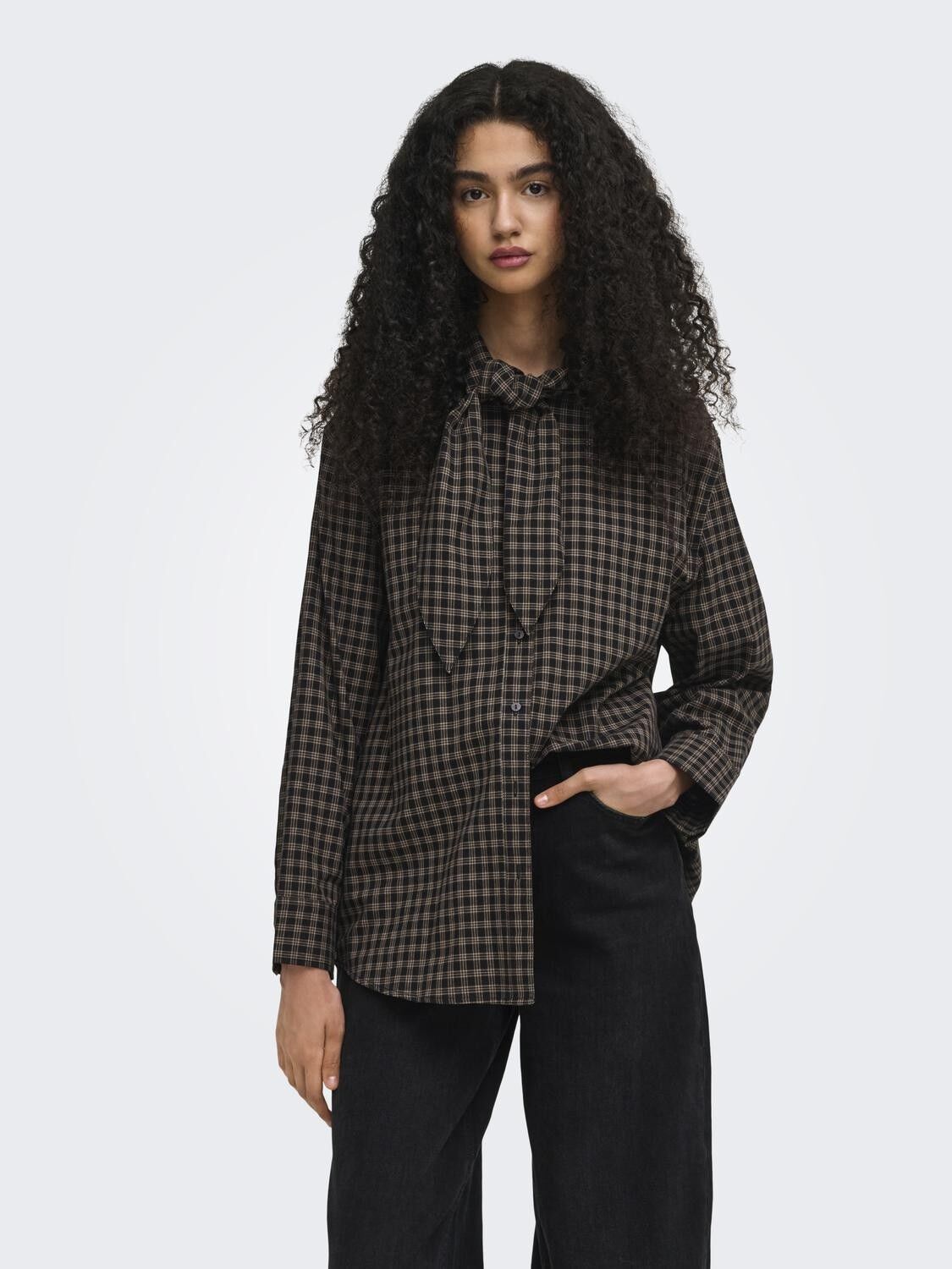 Onlmaylin L/S Scarf Check Shirt Wvn