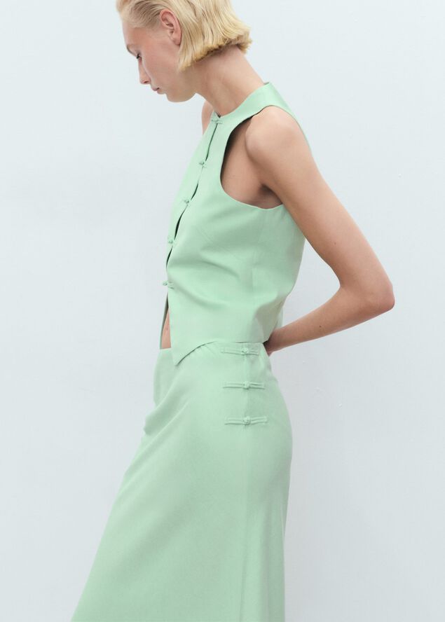 Linen-blend straight skirt