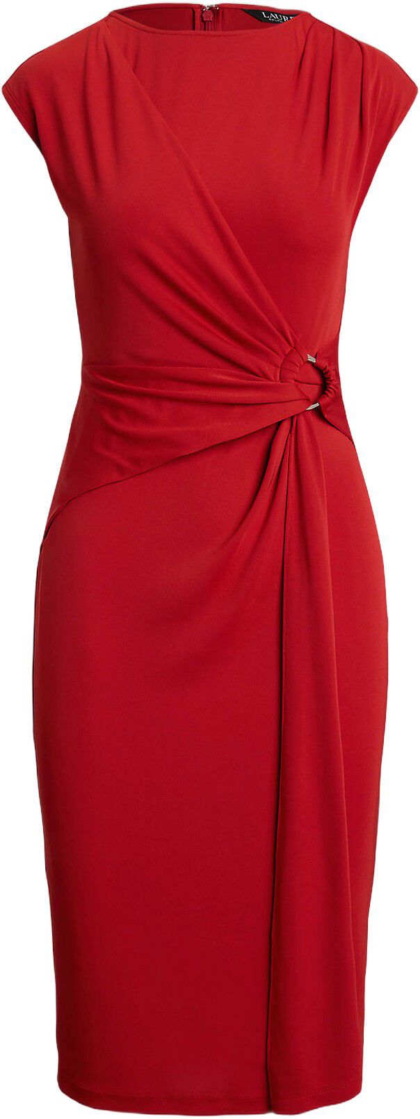 Ring-Trim Jersey Cap-Sleeve Dress