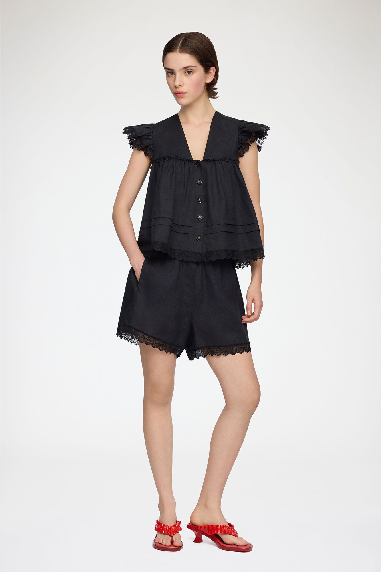 Light Linen Angel Sleeve Blouse