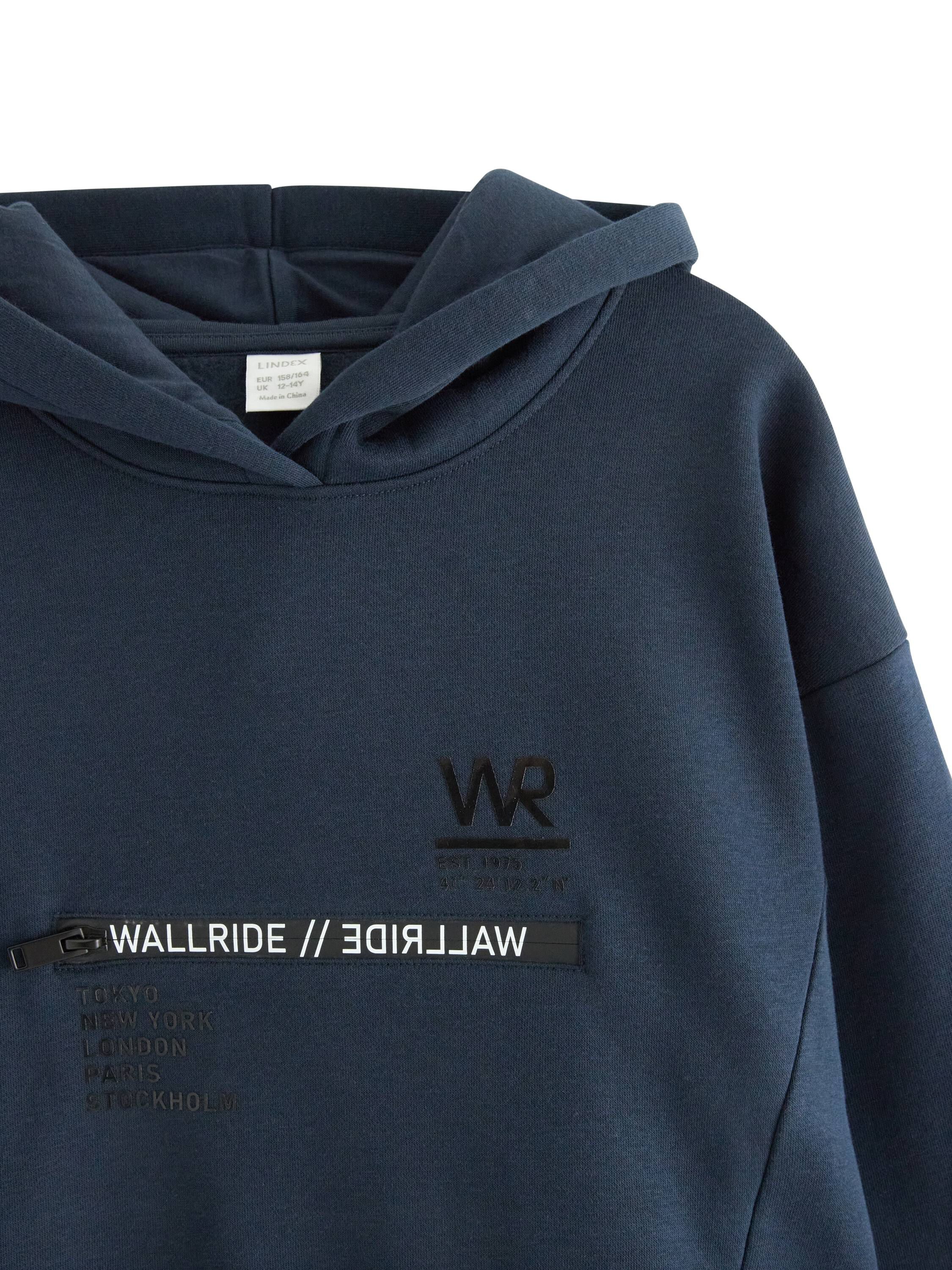 Bl&oslash;d hoodie med b&oslash;rstet inderside o