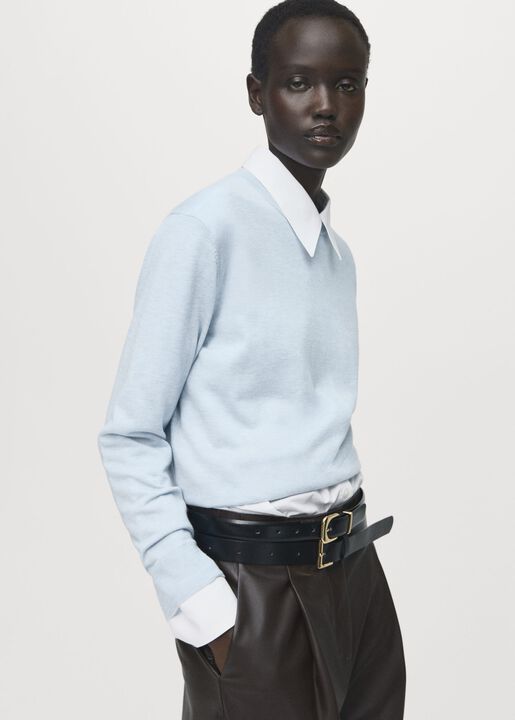 Fine-knit crew-neck sweater