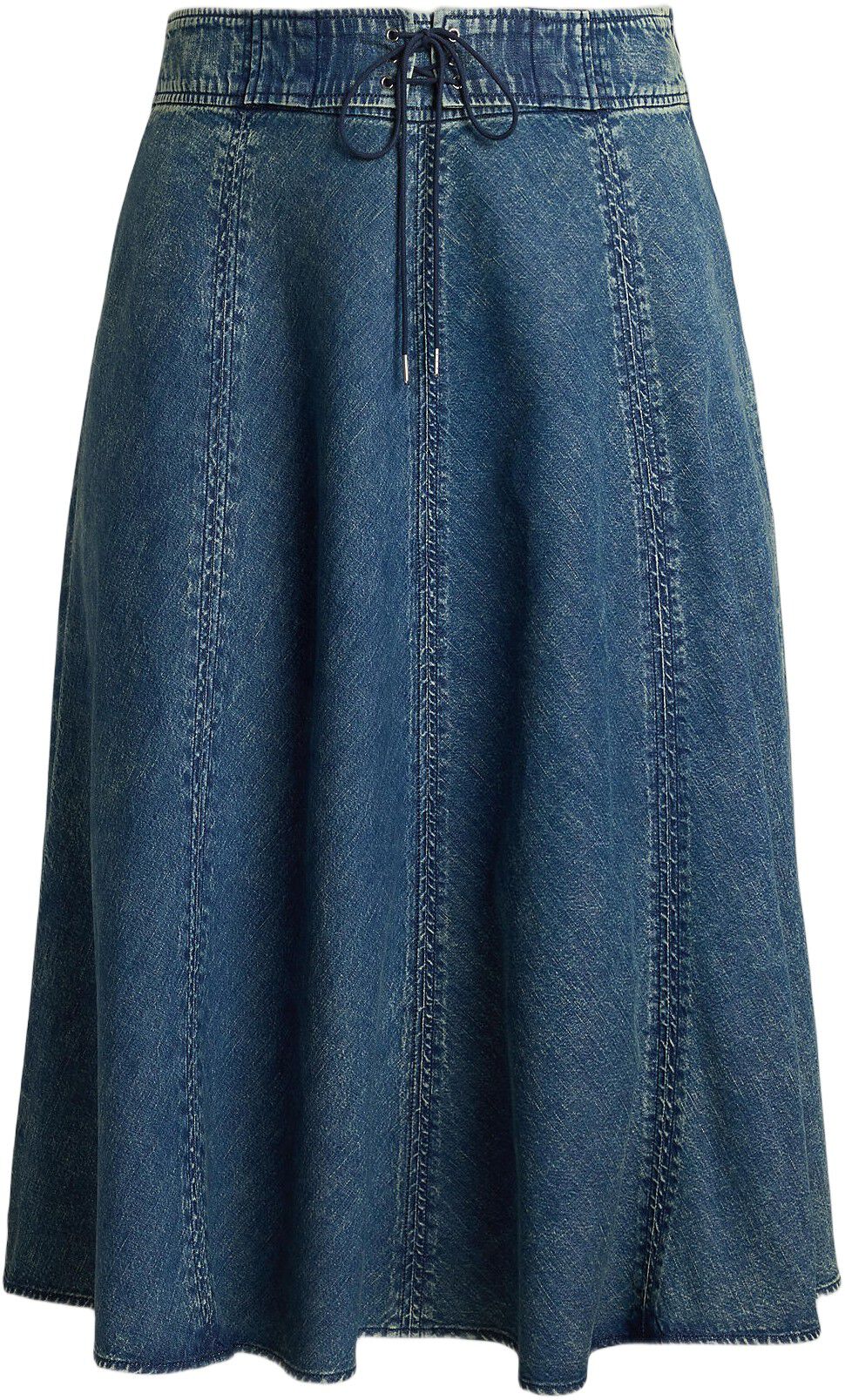 Denim Drawcord Midi Skirt
