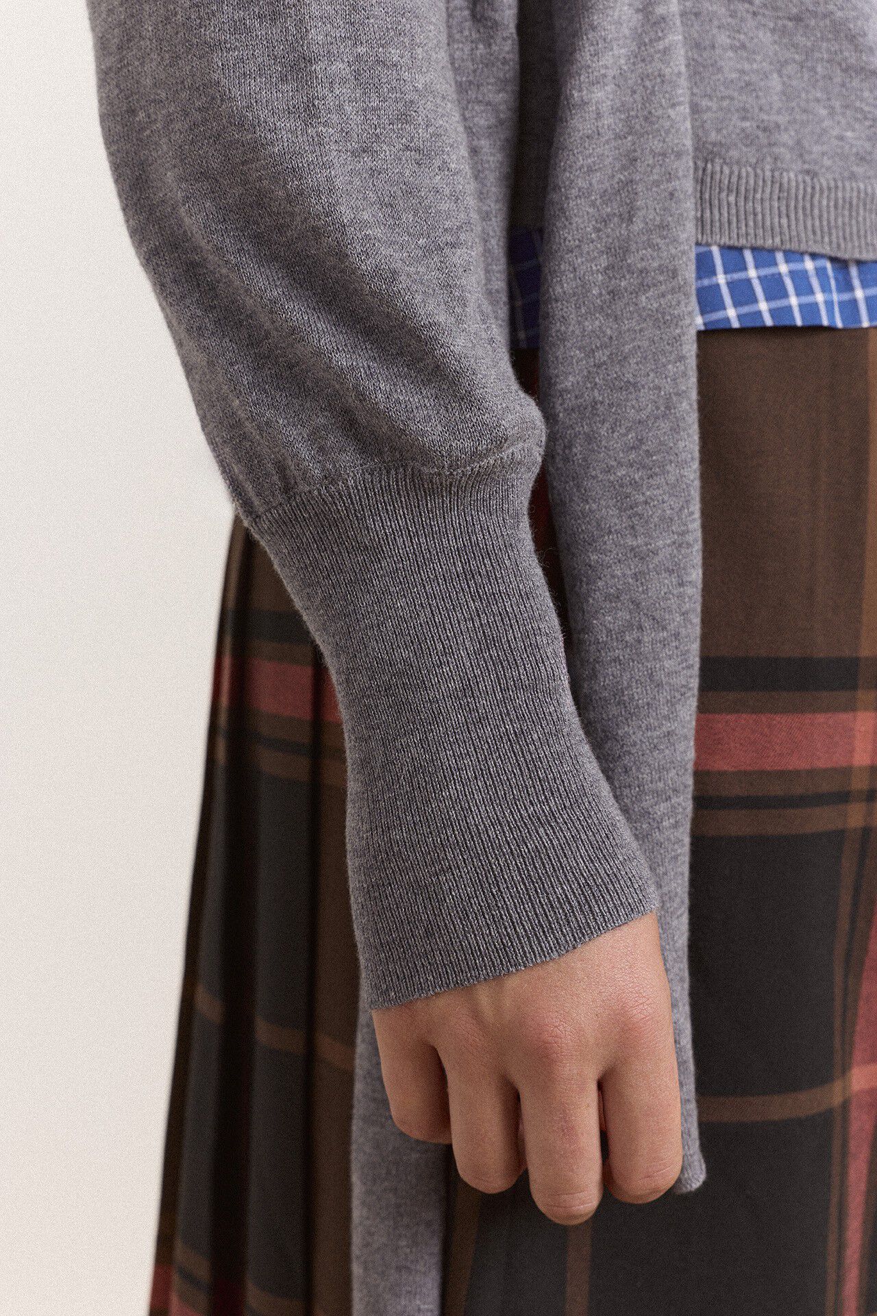 VENNA WRAP MERINO WOOL BLEND CARDIGAN - GREY