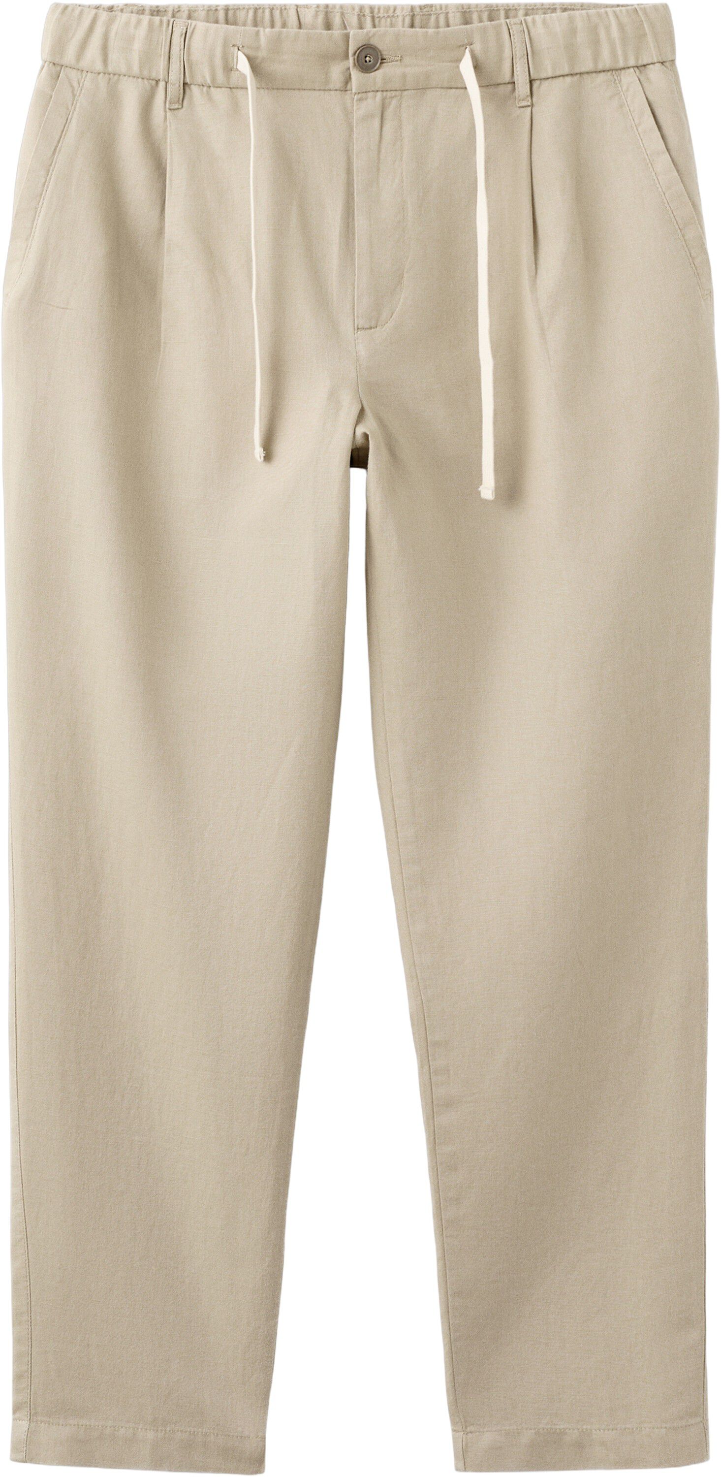 Slim fit cropped linen-cotton trous