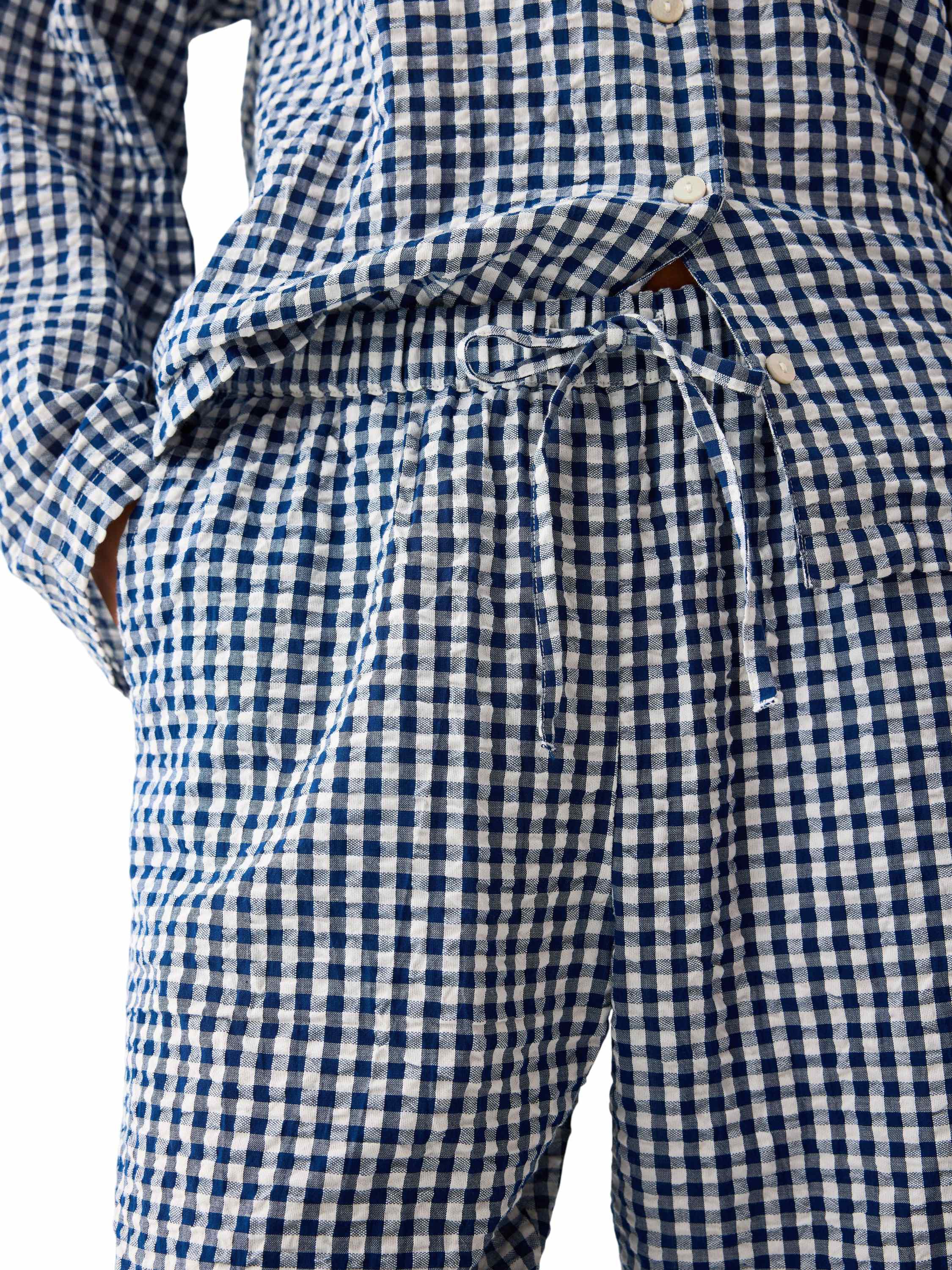 Pyjama trousers in soft seersucker