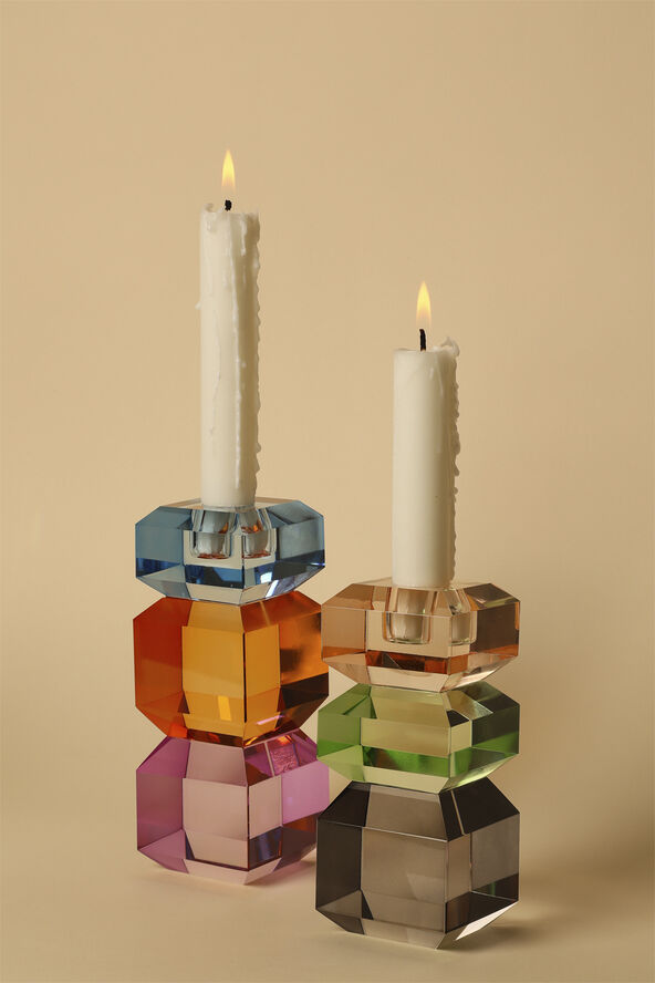 Krystal stage, fersken/grøn/røg, 13x6x6 cm