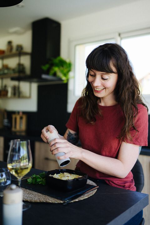 Peberkværn Line 18 cm Natur/grå Aluminium/Bøg