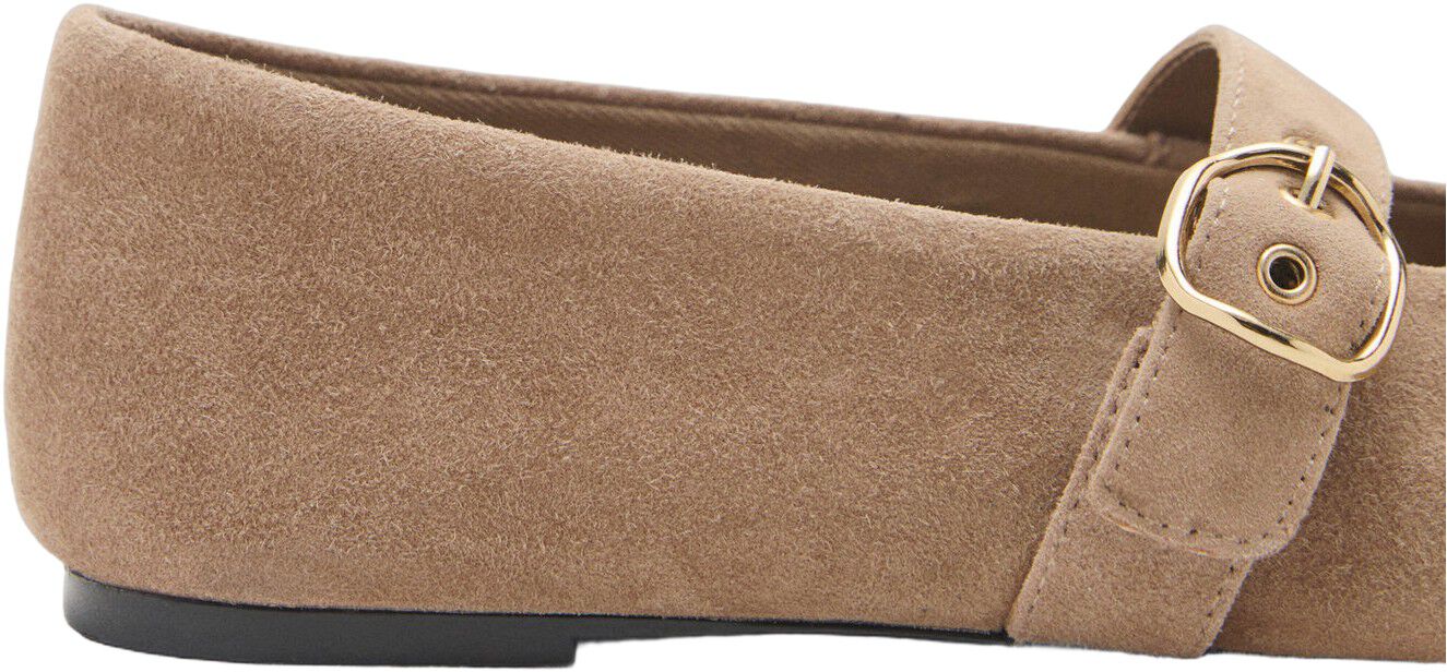 Suede leather ballet flats