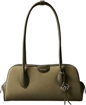 Suede Emblem Logo Shoulder Bag