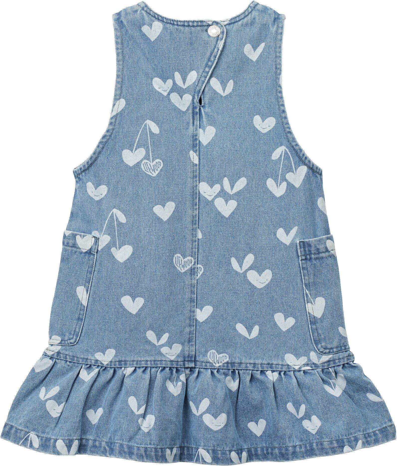 Angelica Printed Denim frill Dress