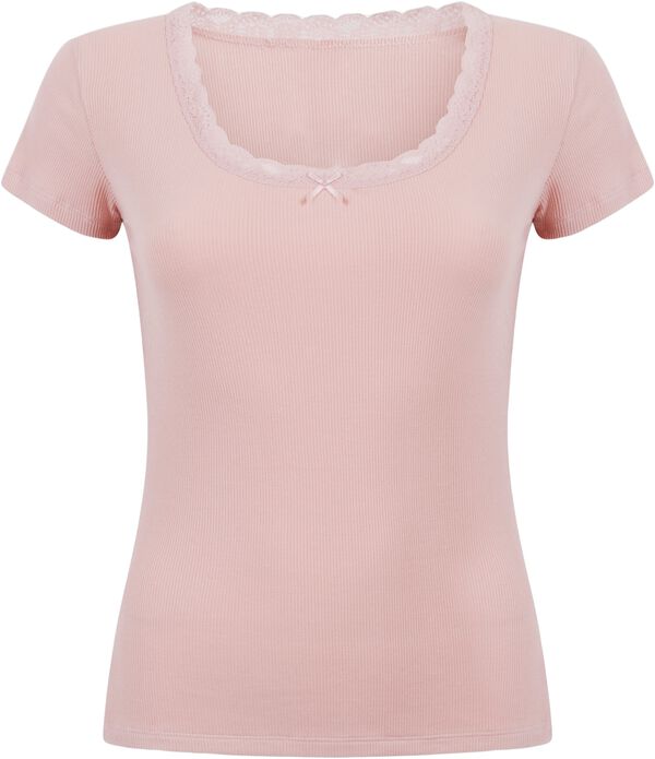 PJ SS RIB LACE CONTRAST