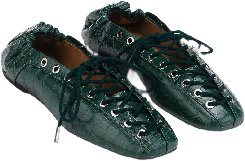 Eyelets Lace Up Ballerina Denim Pri