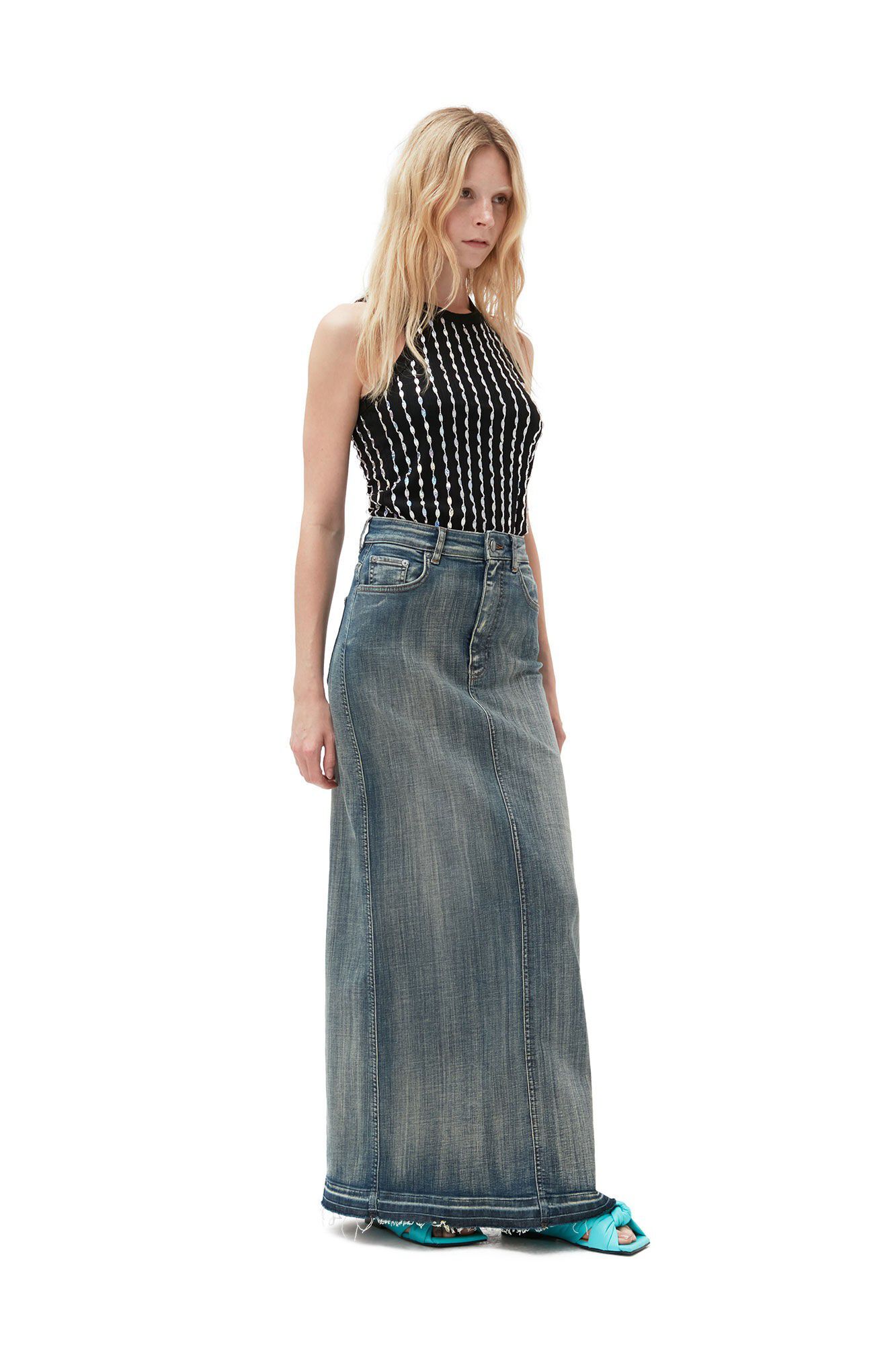 Tint Edge Denim Maxi Skirt
