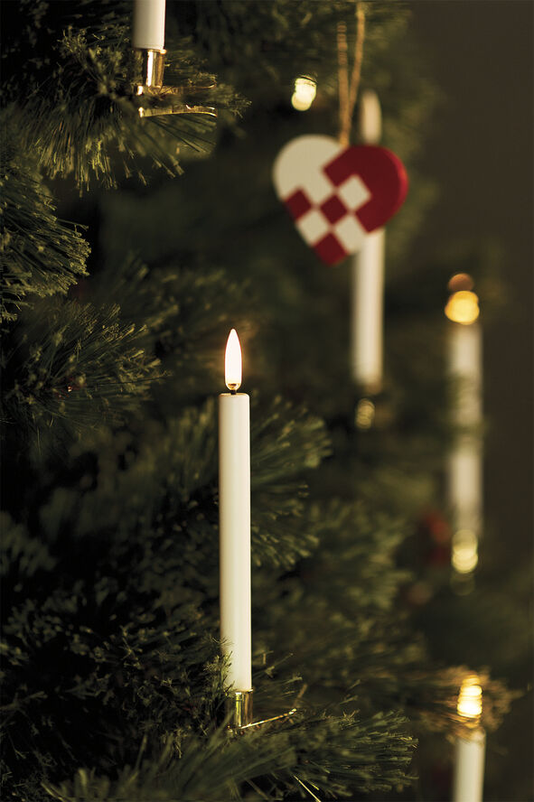 LED mini Taper Candle w. Gold Clip - 4 pack - 1,3 x 13,8 cm