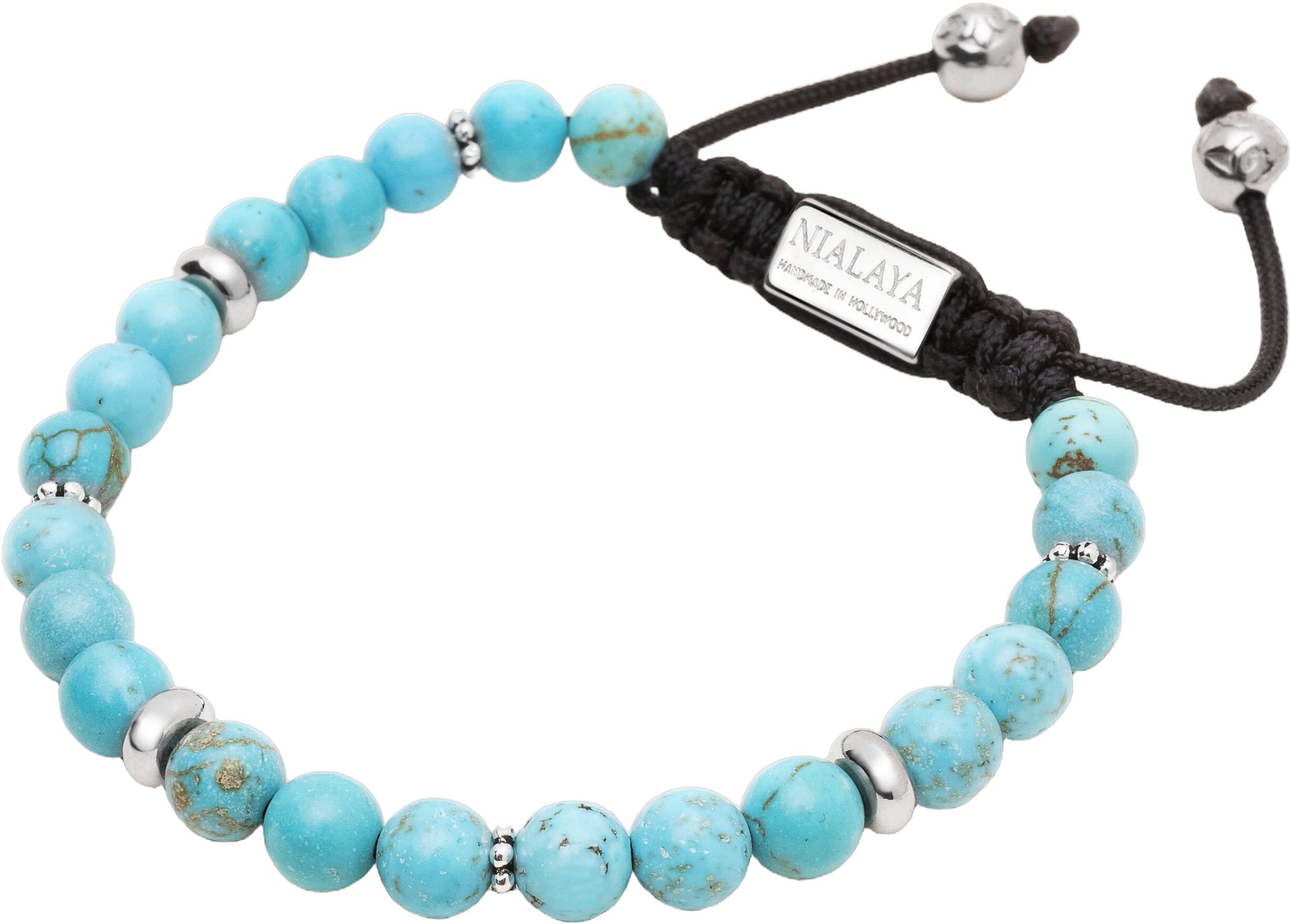 Men's Beaded Bracelet with Turquoise and Silver