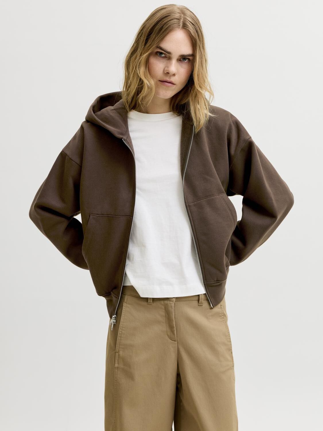 JXSOPHIA BOXY LS ZIP HOOD SWT