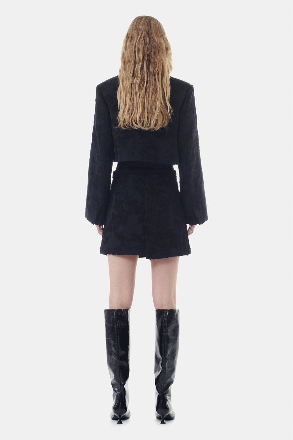 Boucle Jacquard Suiting Cropped Bla