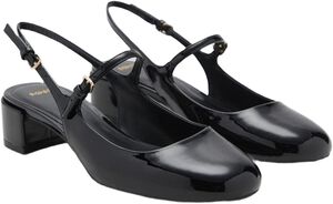 Patent leather-effect block-heel sh