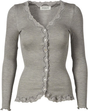Silk cardigan regular ls w/rev vintage lace