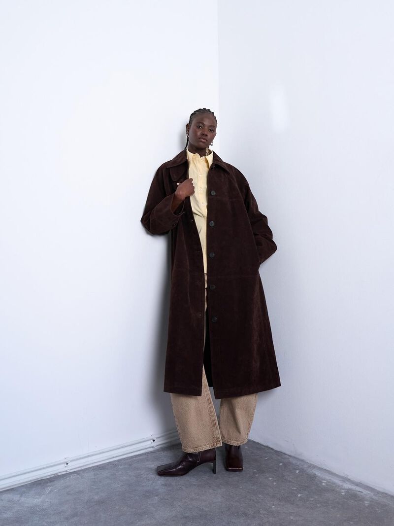 Tsrikke Long Coat Faux Suede