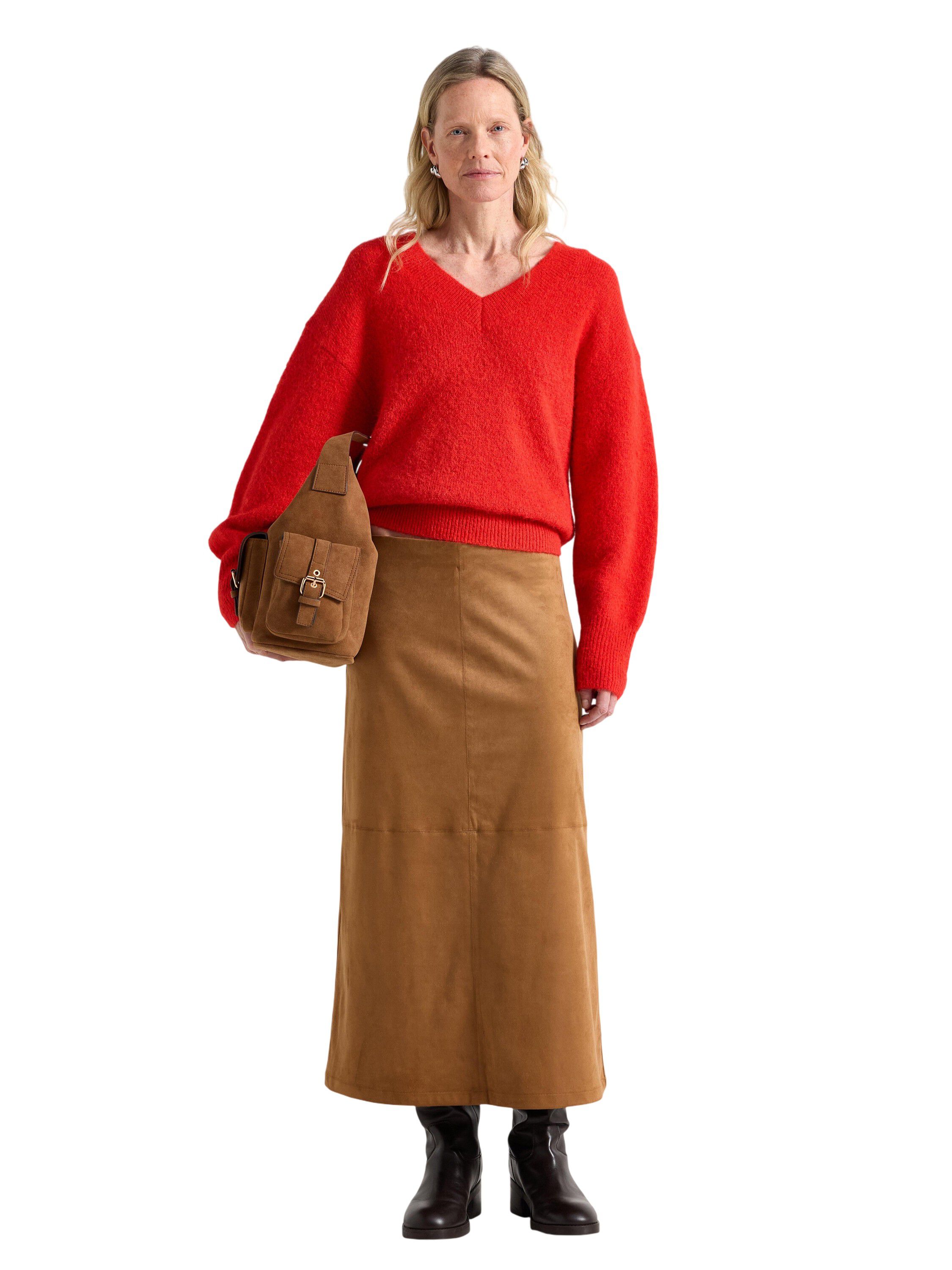 Midi skirt in soft imitation suede