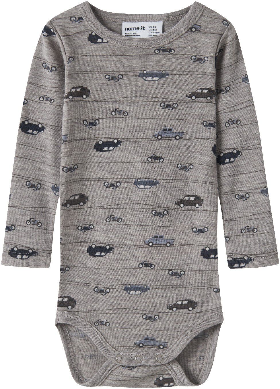 Nbmwang Wool Rib Ls Body Aop Noos