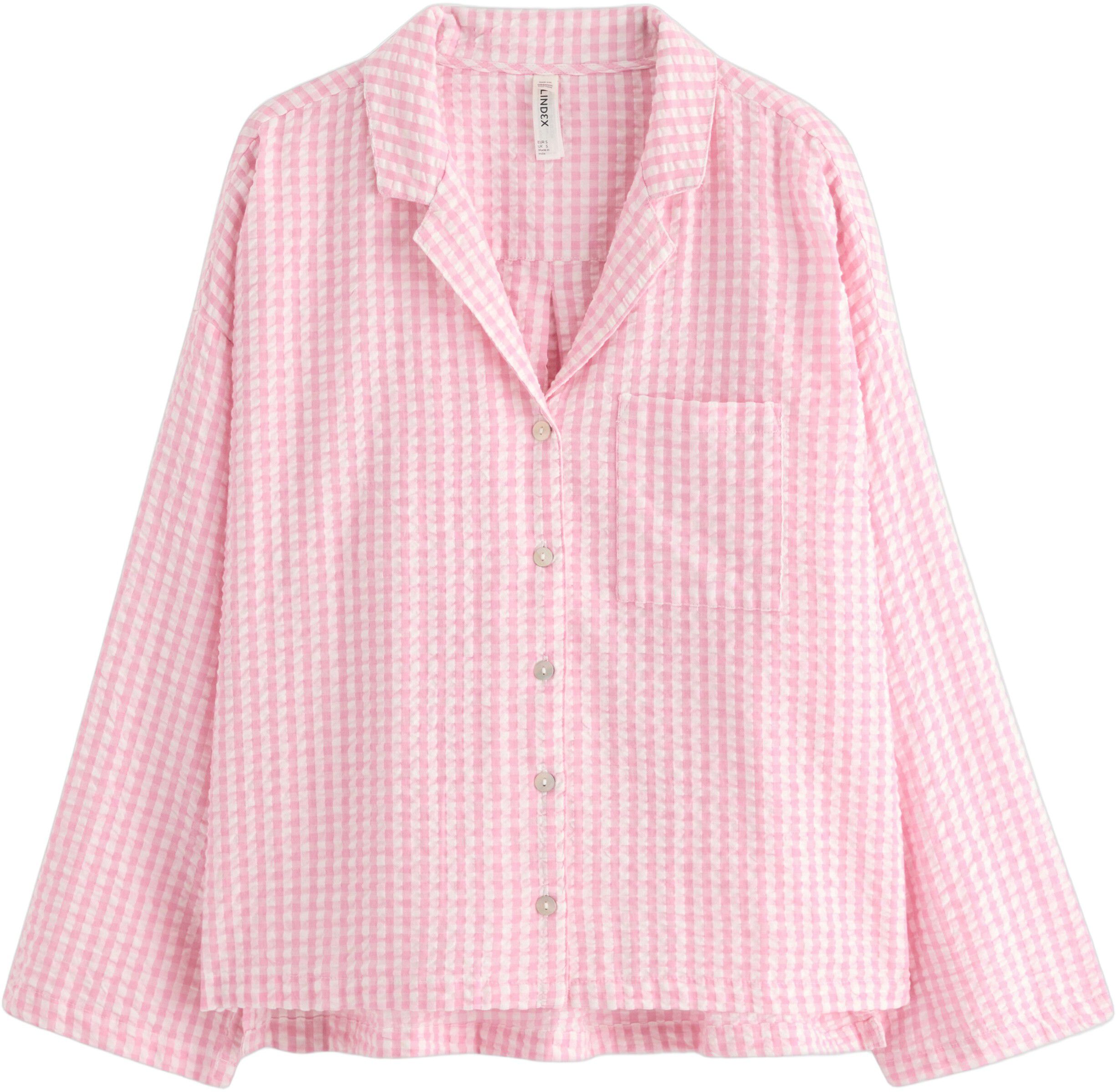 Pyjamasskjorte i seersucker med lan