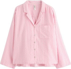 Pyjamasskjorte i seersucker med lan