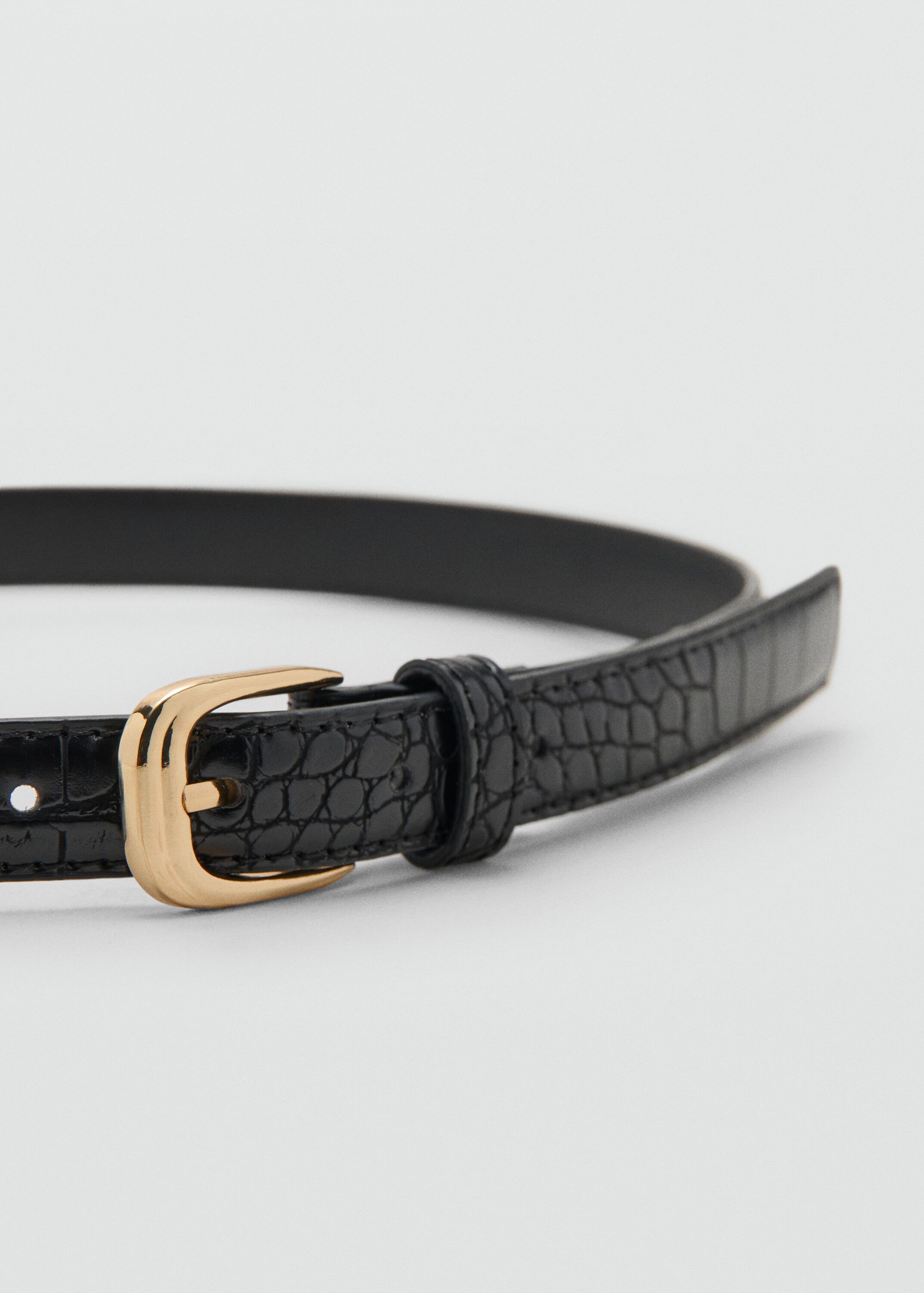 Thin faux crocodile leather belt
