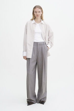 Wide Pleated Flannel Trousers
