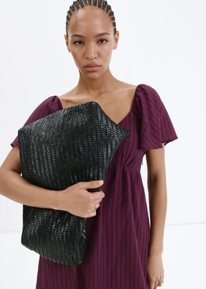 Textured dress with ruched detail